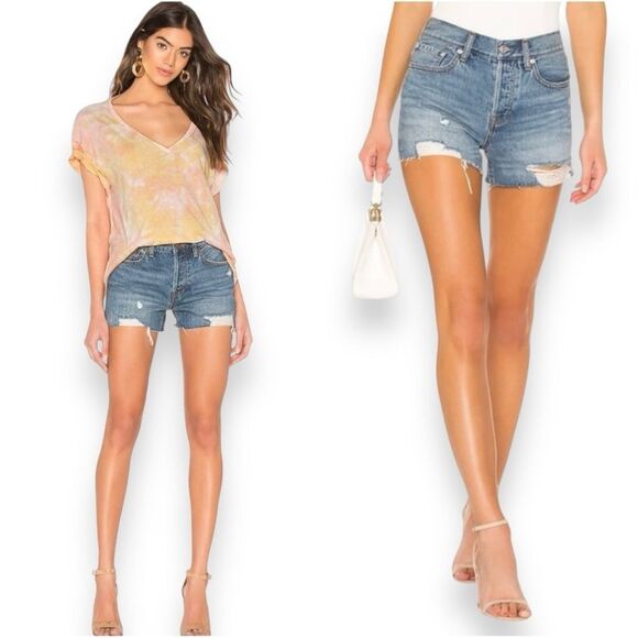 Free People We The Free Sofia Distressed Cutoff Denim Shorts - 29 - Picture 1 of 11